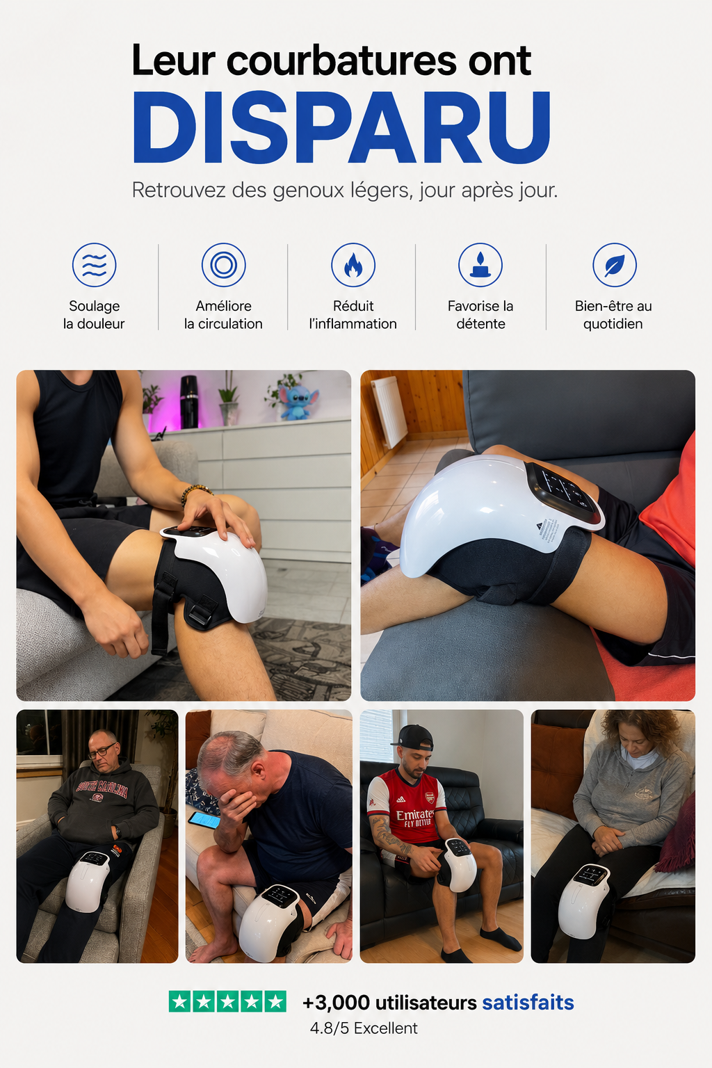 Système de massage thérapeutique infrarouge pour genoux