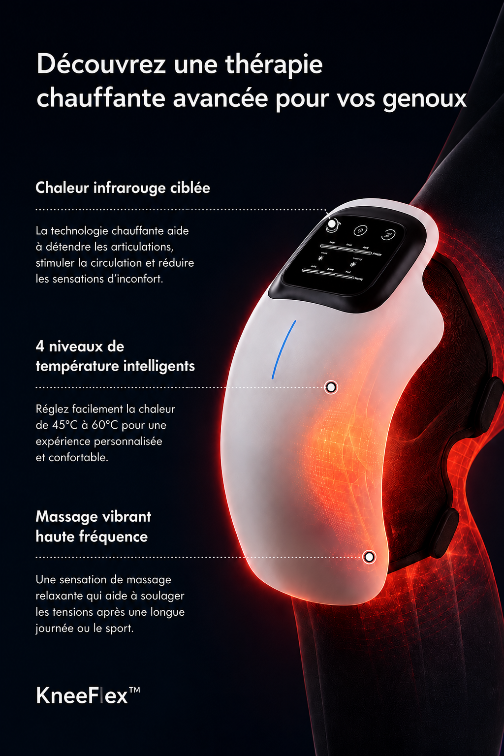 Système de massage thérapeutique infrarouge pour genoux