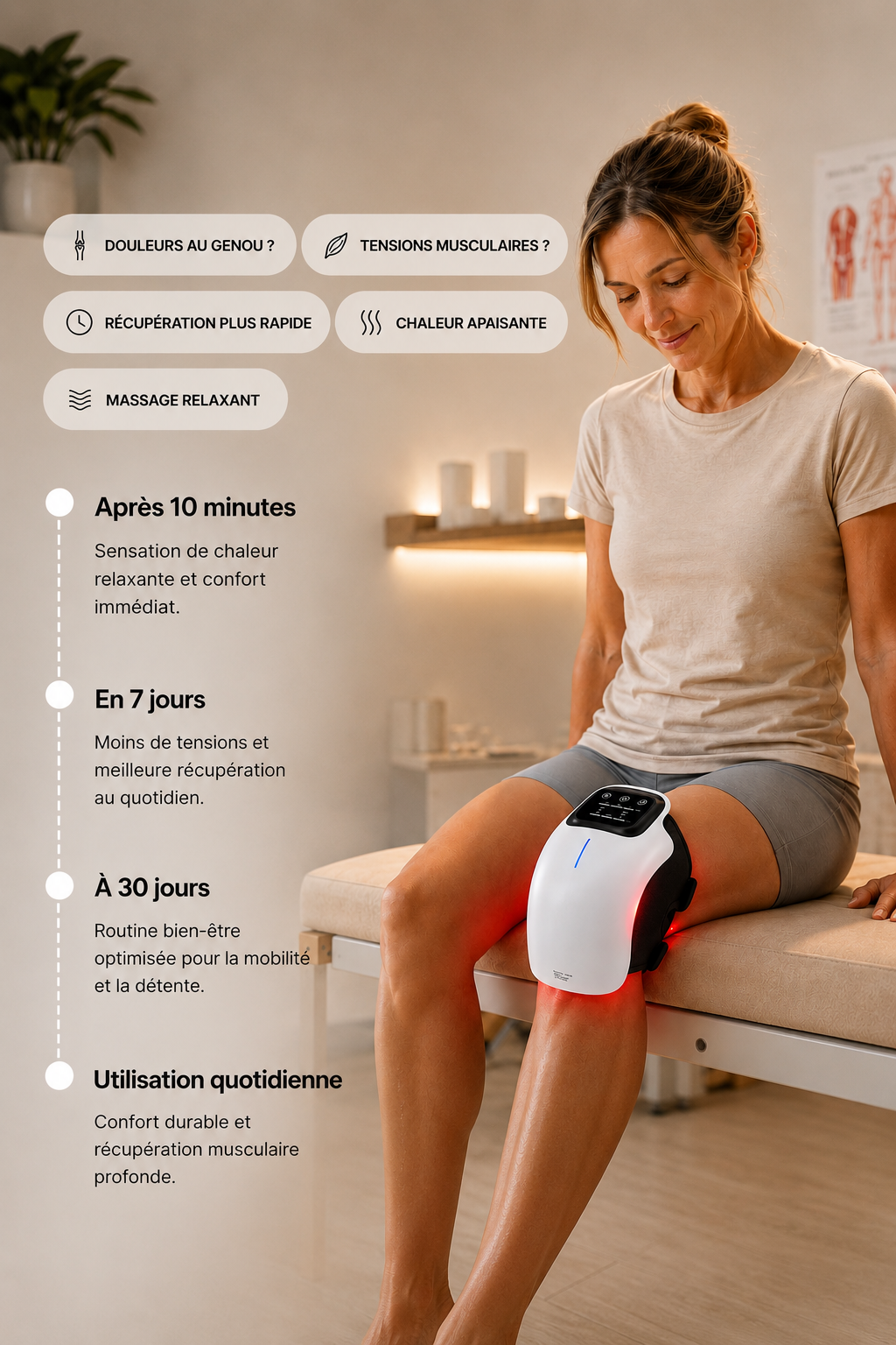 Système de massage thérapeutique infrarouge pour genoux