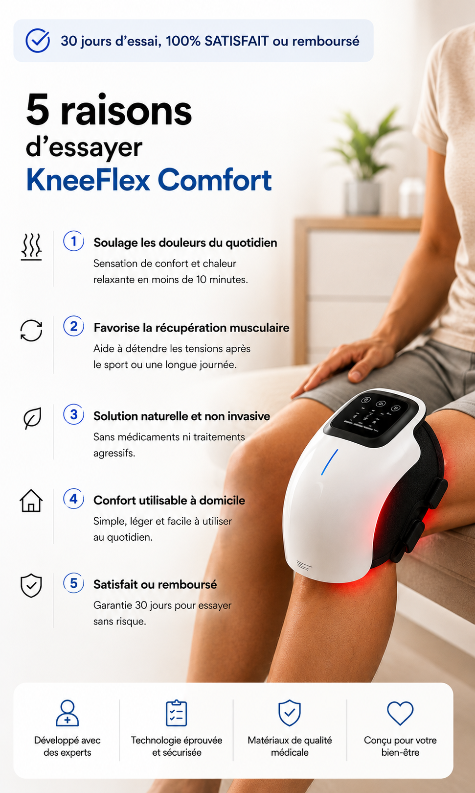 Système de massage thérapeutique infrarouge pour genoux